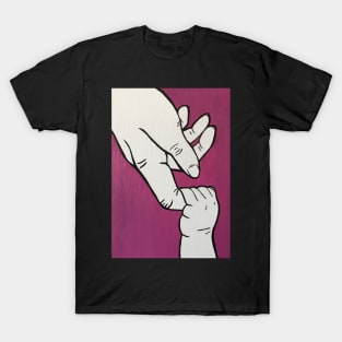 Baby Grabbing Finger Minimalist Art T-Shirt